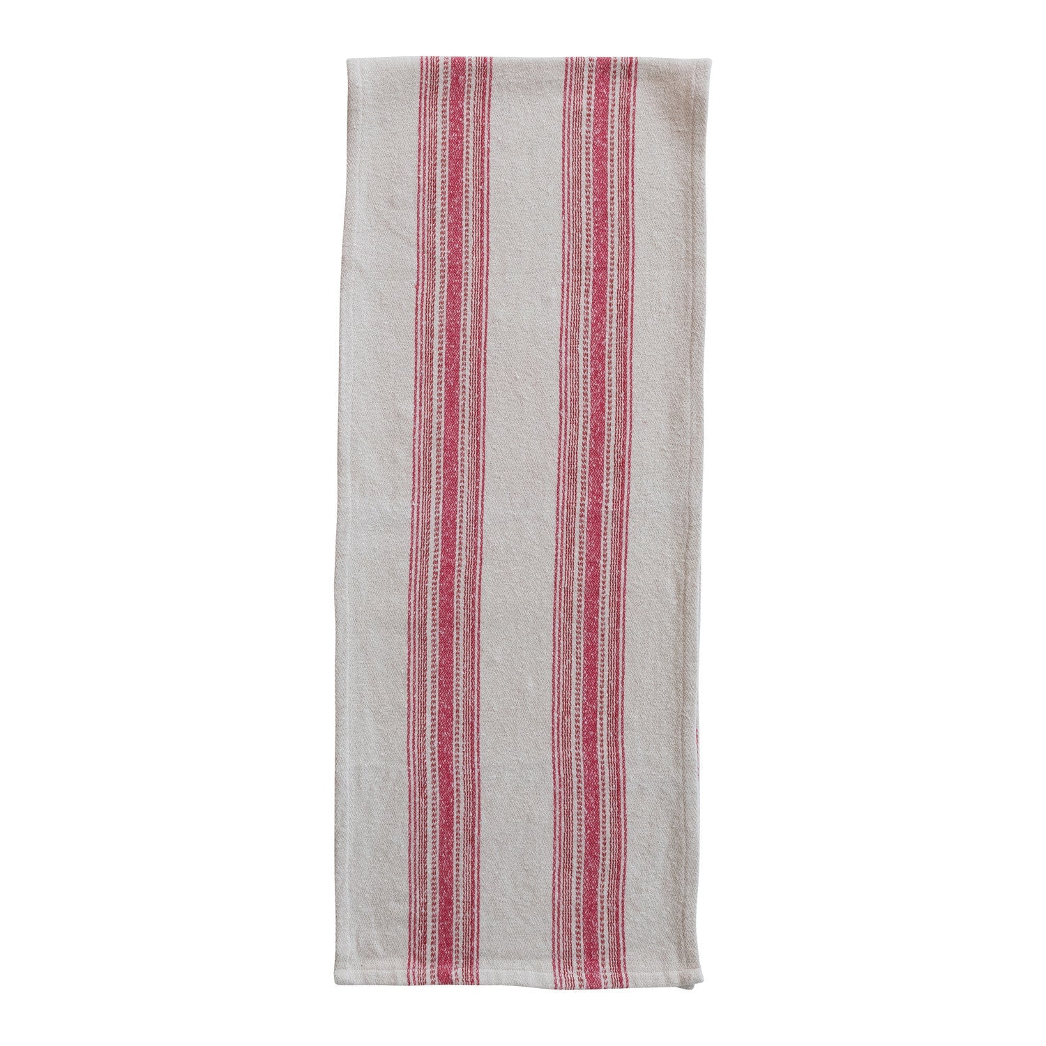 Woven Cotton Flour Sack Table Runner with Stripes