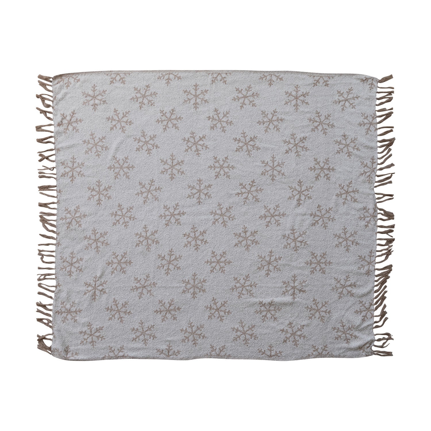Woven Recycled Fabric Jacquard Throw with Snowflake Pattern