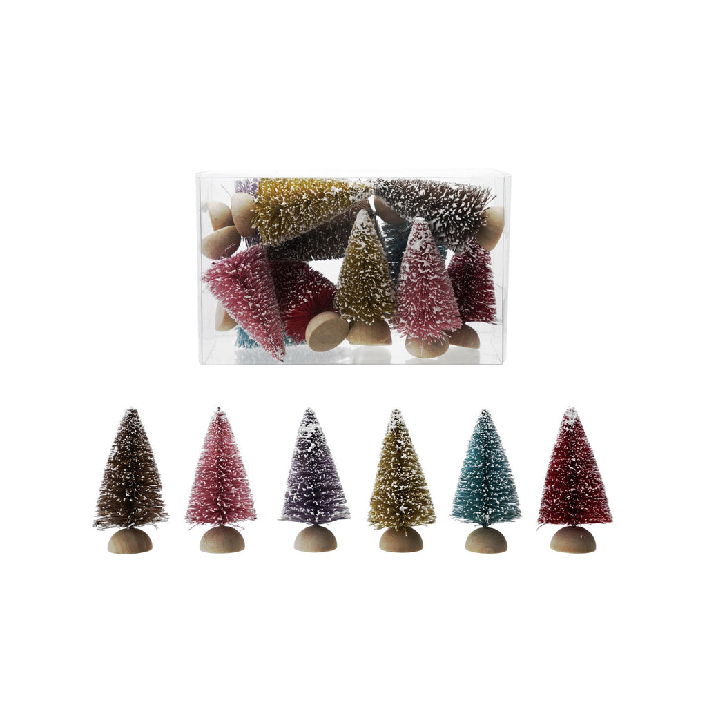 Sisal Bottle Brush Trees with Wood Bases