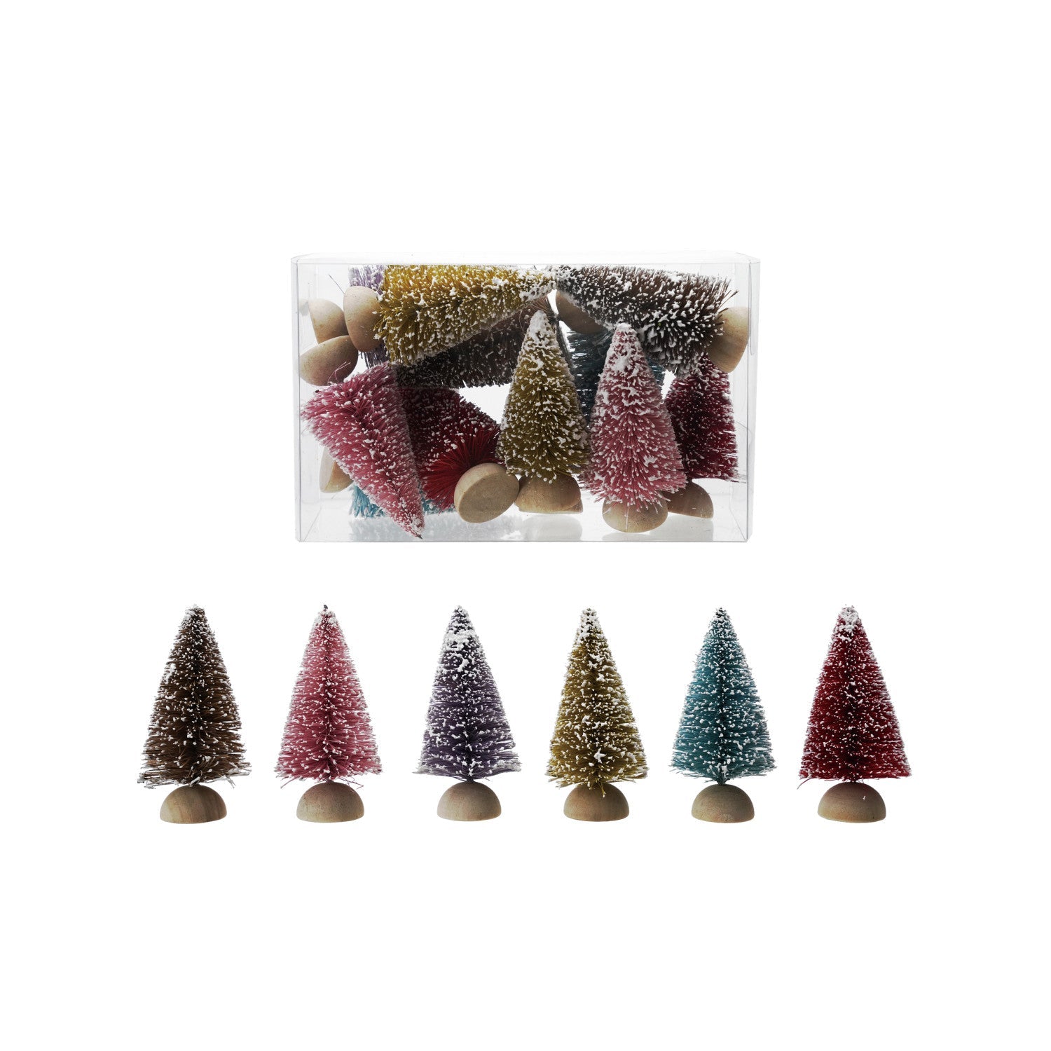 Sisal Bottle Brush Trees with Wood Bases