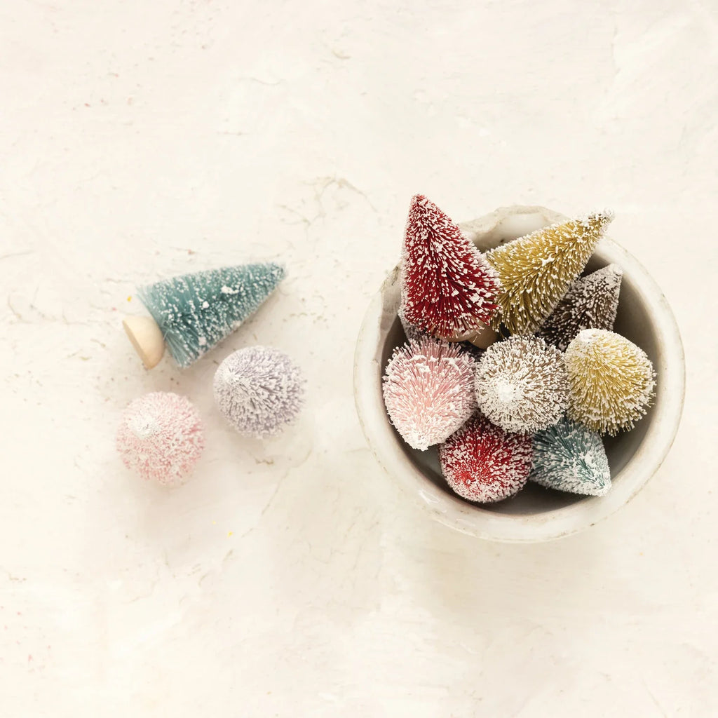 Sisal Bottle Brush Trees with Wood Bases