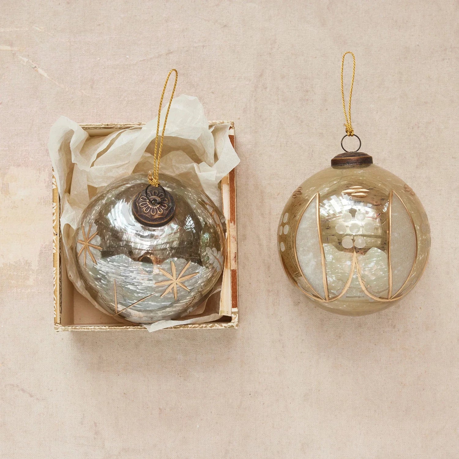 Etched Mercury Glass Ornament